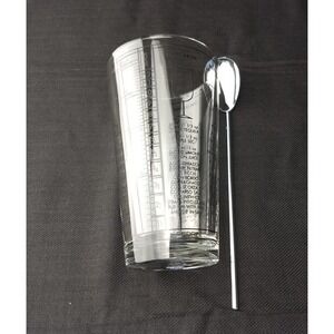Libbey Cocktail Mixed Drink Recipe Glass Tumbler & Stainless Spoon Barware Vtg‎